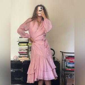Rachel Antonoff Pink Ruffle Wrap Dress